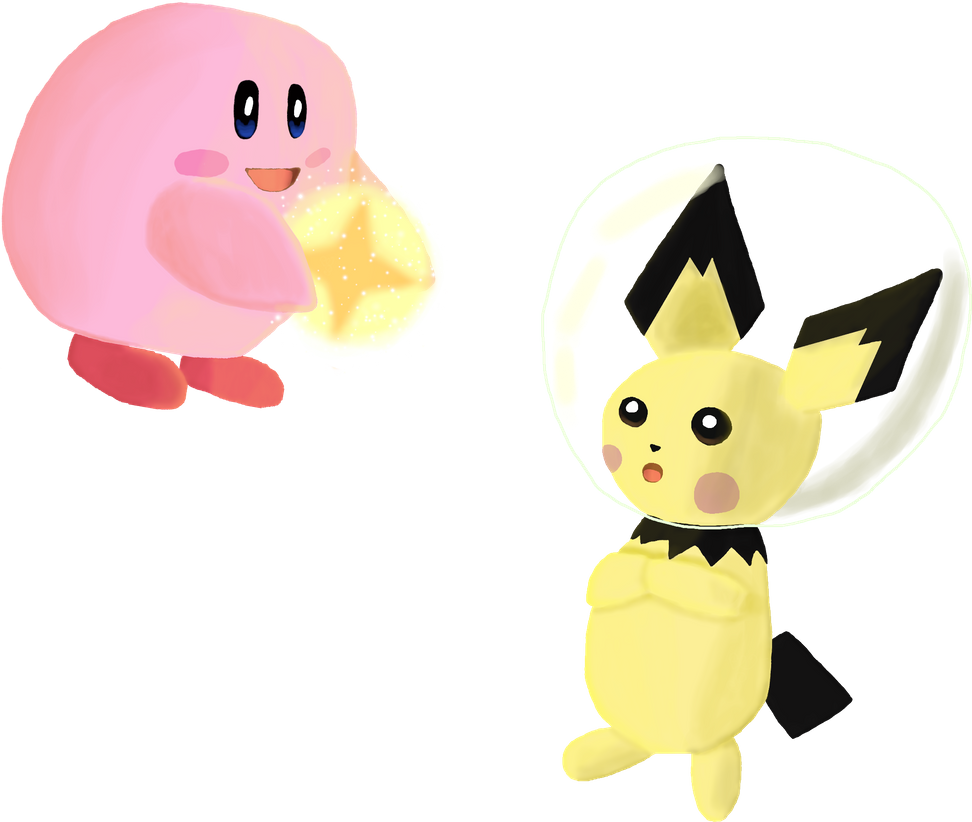 Light Kirby and Space Pichu meet each other